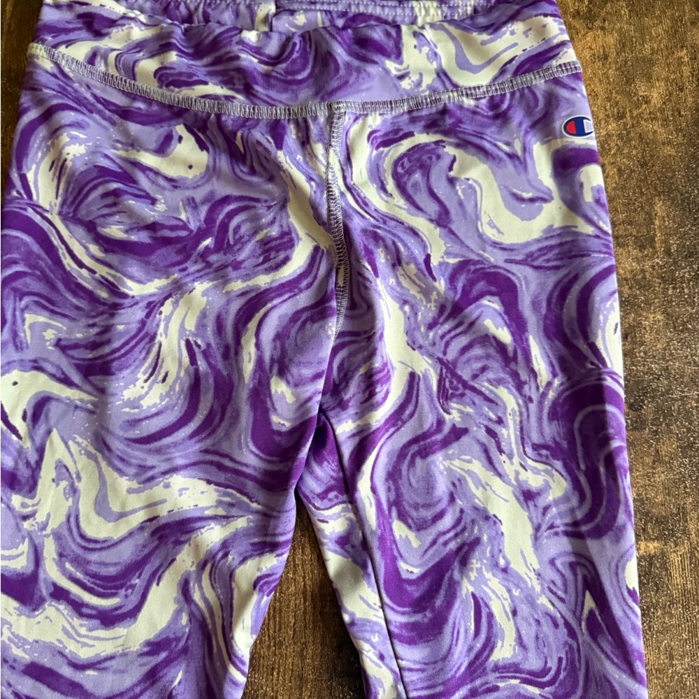 Champion Girls Purple Swirl Stretch Active Leggings 10/12 - Picture 2 of 6